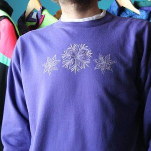 Vintage SnowFlakes Bejeweled & Embroidered Crewneck Sweater
